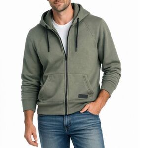 Lucky Brand Men's NWOT Army Olive Green Performance Full Zipper Hoodie Size M